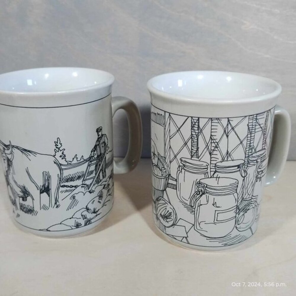 Vintage A Eddy mugs Home collection‎ the ploughman black white monochrome